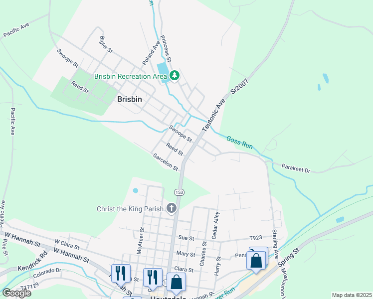map of restaurants, bars, coffee shops, grocery stores, and more near in Brisbin