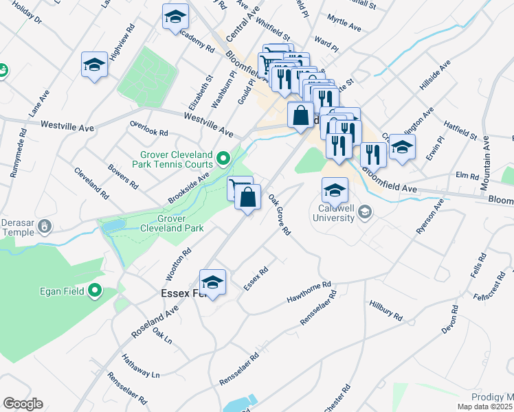 map of restaurants, bars, coffee shops, grocery stores, and more near 11 Chestnut Street in Caldwell