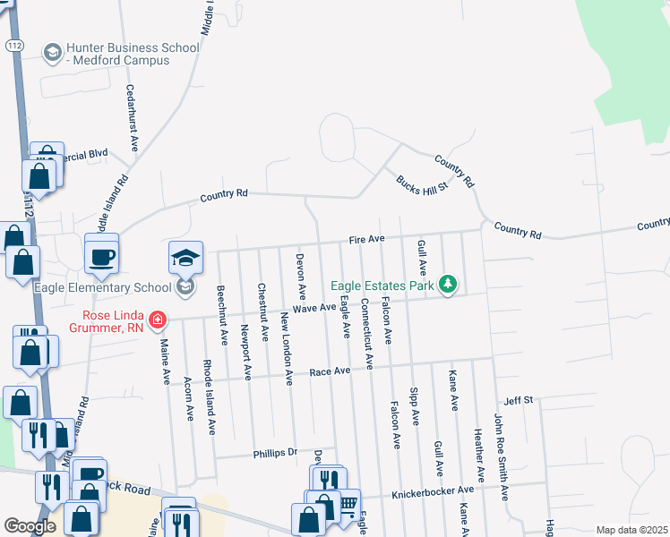 map of restaurants, bars, coffee shops, grocery stores, and more near in Medford