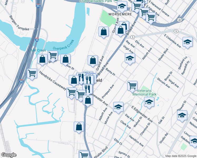 map of restaurants, bars, coffee shops, grocery stores, and more near in Ridgefield