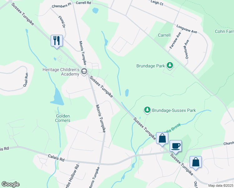 map of restaurants, bars, coffee shops, grocery stores, and more near 1325 Sussex Turnpike in Randolph