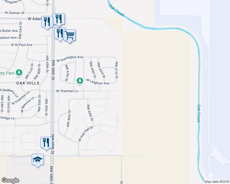 map of restaurants, bars, coffee shops, grocery stores, and more near 4100 West Ludwig Drive in Lincoln