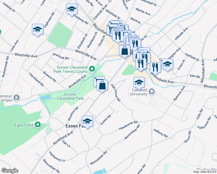 map of restaurants, bars, coffee shops, grocery stores, and more near 11 Chestnut Street in Caldwell