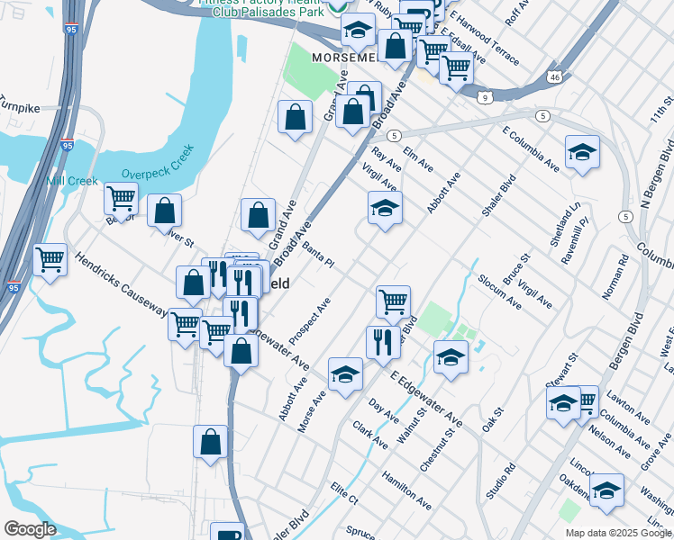 map of restaurants, bars, coffee shops, grocery stores, and more near 575 Prospect Avenue in Ridgefield