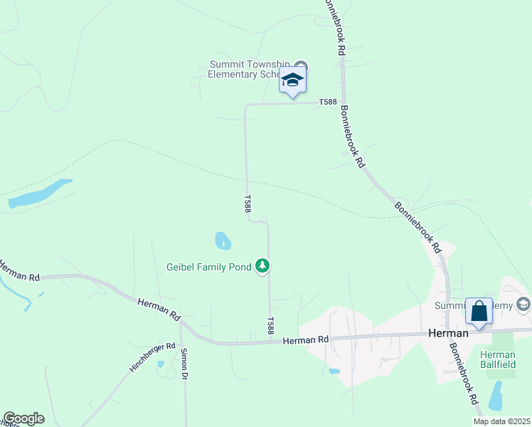 map of restaurants, bars, coffee shops, grocery stores, and more near T Briar Hill Lane in Butler