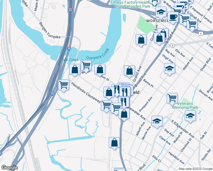map of restaurants, bars, coffee shops, grocery stores, and more near 533 Russell Avenue in Ridgefield