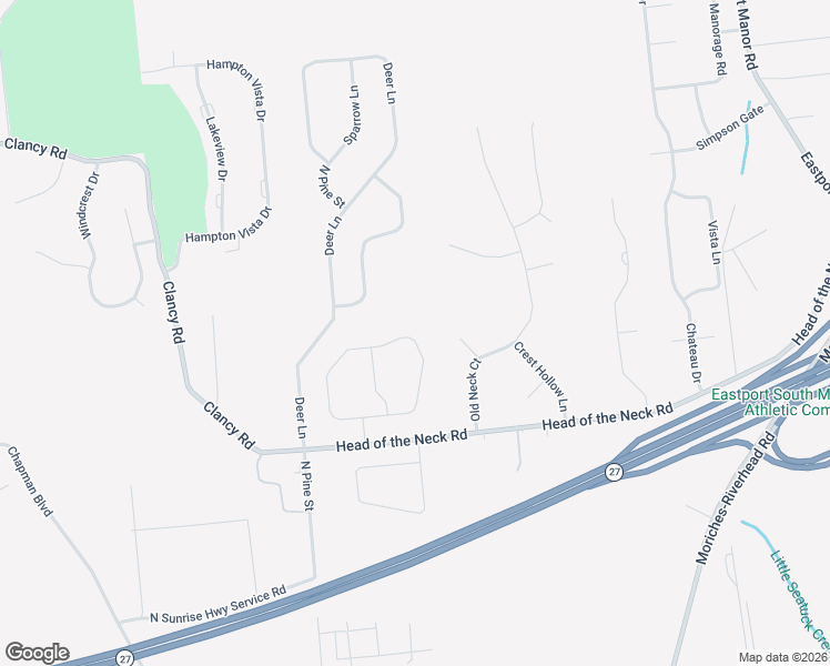 map of restaurants, bars, coffee shops, grocery stores, and more near 50 Meadow Court in Manorville