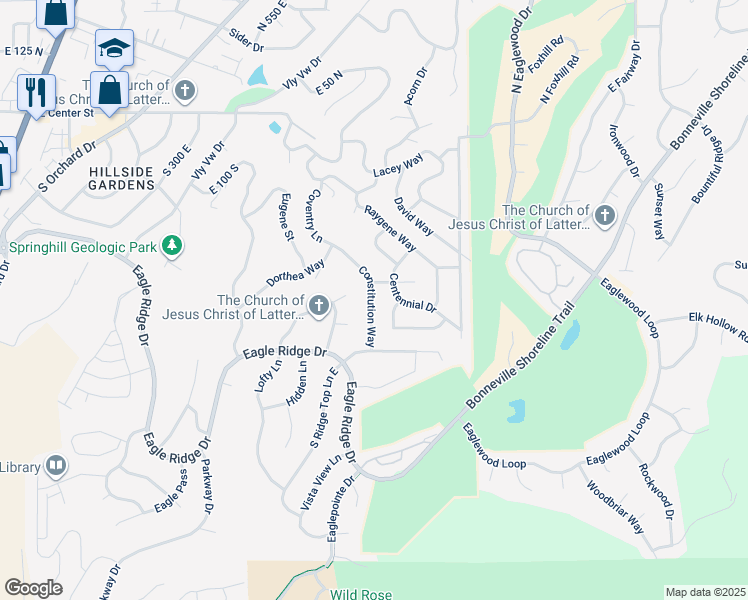 map of restaurants, bars, coffee shops, grocery stores, and more near 285 Constitution Way in North Salt Lake