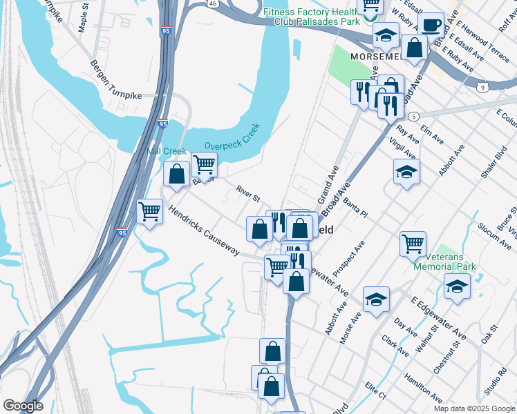 map of restaurants, bars, coffee shops, grocery stores, and more near 547 Church Street in Ridgefield