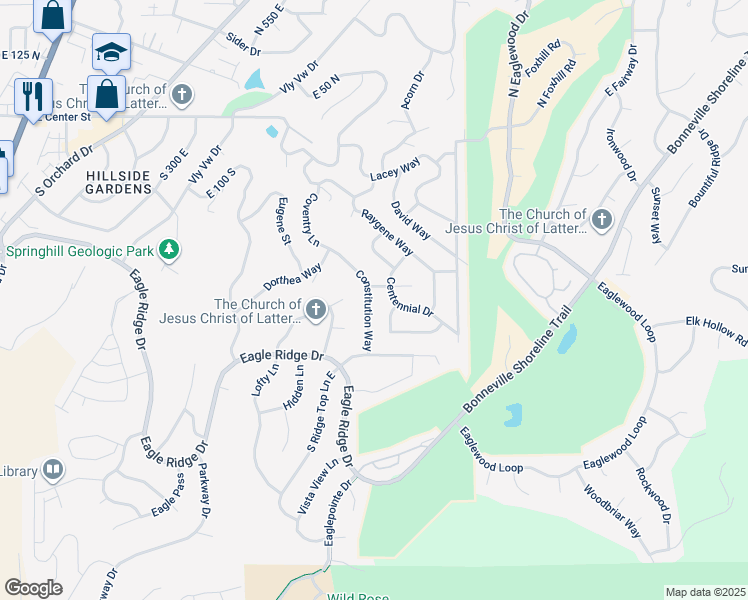 map of restaurants, bars, coffee shops, grocery stores, and more near 285 Constitution Way in North Salt Lake