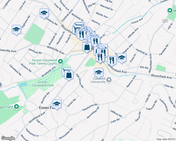 map of restaurants, bars, coffee shops, grocery stores, and more near 26 Parkway East in Caldwell