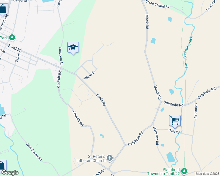 map of restaurants, bars, coffee shops, grocery stores, and more near 1550 Teels Road in Pen Argyl