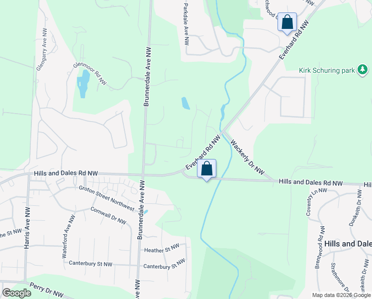 map of restaurants, bars, coffee shops, grocery stores, and more near 3721 Marzilli Street Northwest in Canton