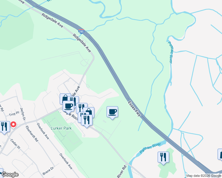 map of restaurants, bars, coffee shops, grocery stores, and more near 63 Phyldan Road in East Hanover