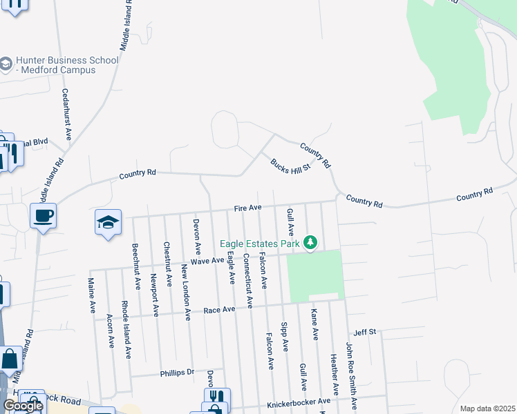 map of restaurants, bars, coffee shops, grocery stores, and more near 1501 Fire Avenue in Medford