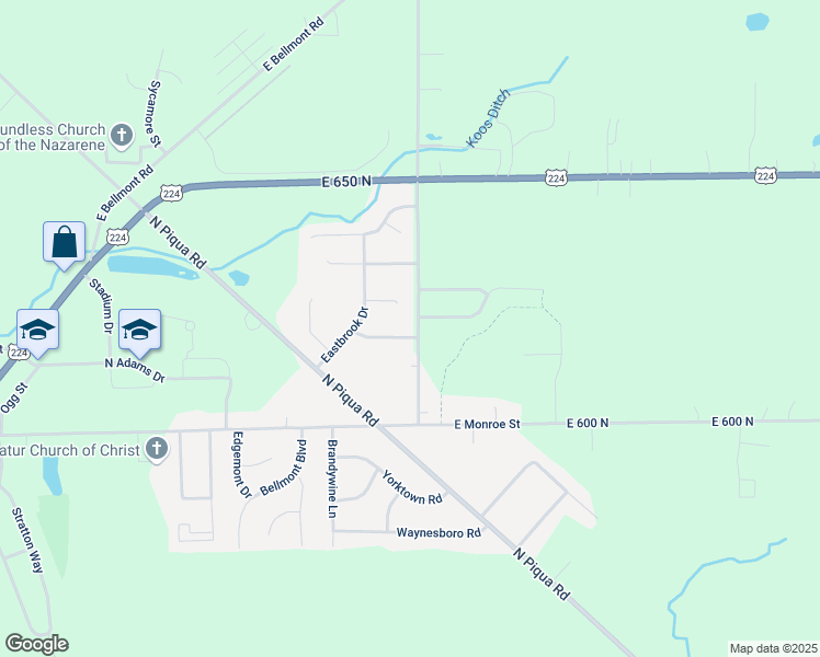 map of restaurants, bars, coffee shops, grocery stores, and more near 141 Brookwood Drive in Decatur