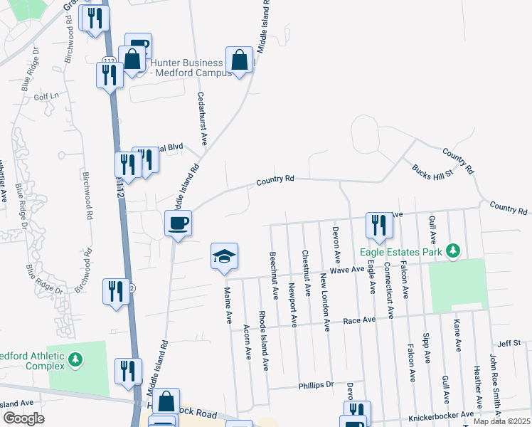 map of restaurants, bars, coffee shops, grocery stores, and more near 1501 Fire Avenue in Medford