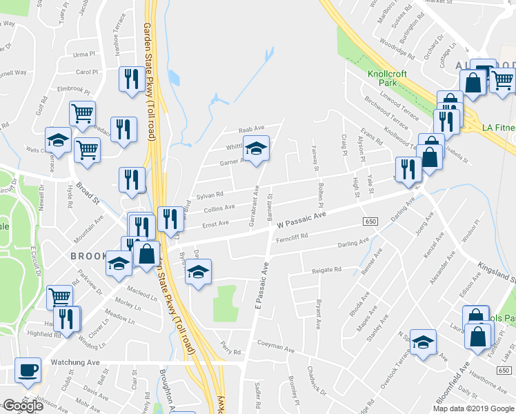 map of restaurants, bars, coffee shops, grocery stores, and more near 31 Garrabrant Avenue in Bloomfield