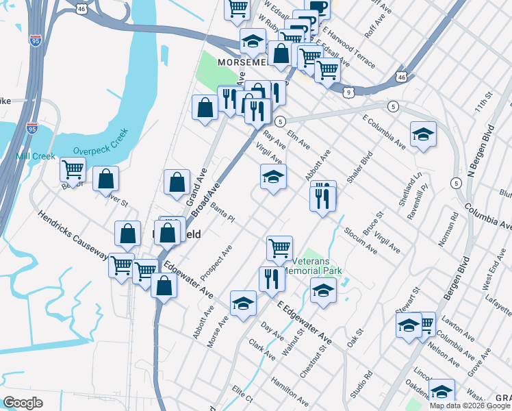 map of restaurants, bars, coffee shops, grocery stores, and more near 633 Prospect Avenue in Ridgefield