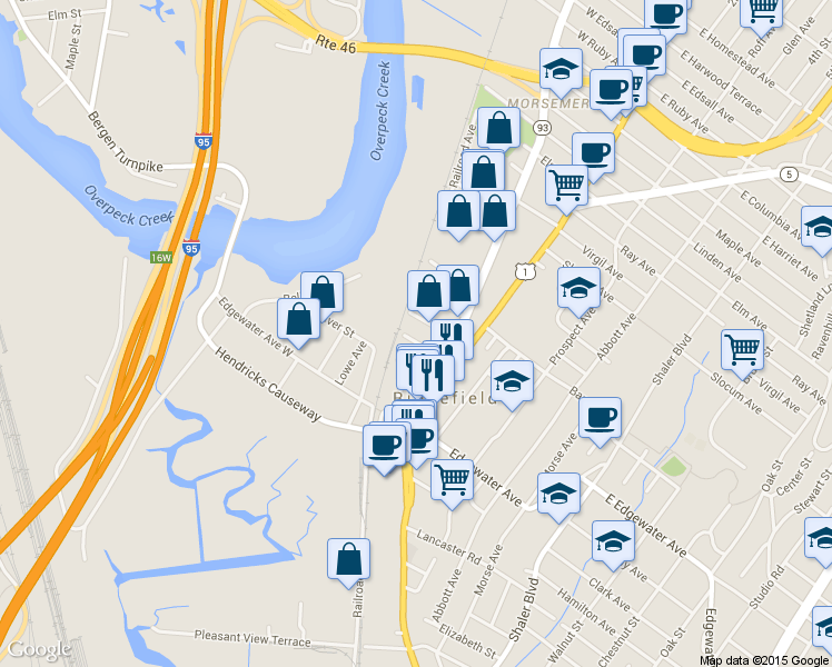 map of restaurants, bars, coffee shops, grocery stores, and more near 1033 Alexander Ave in Ridgefield