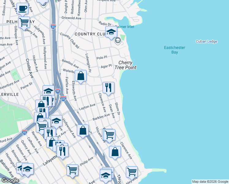 map of restaurants, bars, coffee shops, grocery stores, and more near 1130 Stadium Avenue in Bronx