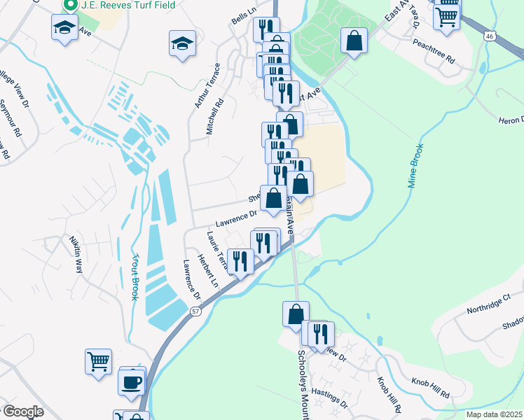 map of restaurants, bars, coffee shops, grocery stores, and more near 320 Mountain Avenue in Hackettstown