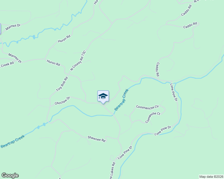 map of restaurants, bars, coffee shops, grocery stores, and more near 34 Beartrap Road in Red Feather Lakes