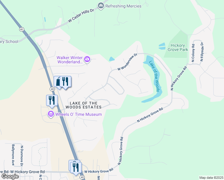 map of restaurants, bars, coffee shops, grocery stores, and more near 12123 N Whispering Woods Dr in Dunlap