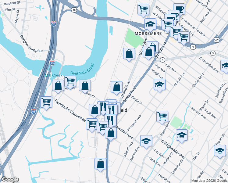 map of restaurants, bars, coffee shops, grocery stores, and more near 1033 Alexander Avenue in Ridgefield