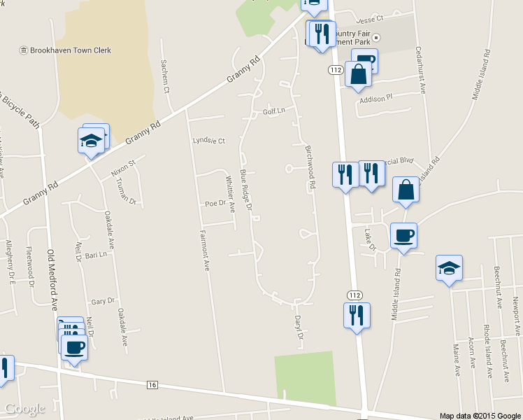 map of restaurants, bars, coffee shops, grocery stores, and more near 692 Blue Ridge Drive in Medford
