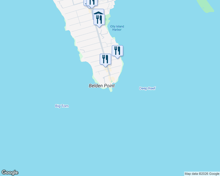 map of restaurants, bars, coffee shops, grocery stores, and more near 1 City Island Avenue in The Bronx