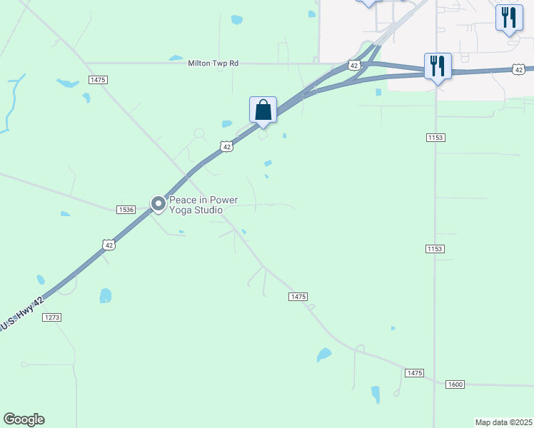 map of restaurants, bars, coffee shops, grocery stores, and more near 1203 Township Road 1526 in Ashland