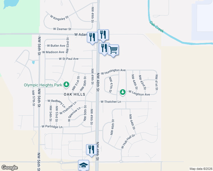 map of restaurants, bars, coffee shops, grocery stores, and more near 2434 West Ramsey Road in Lincoln