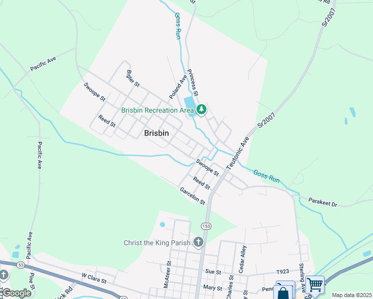 map of restaurants, bars, coffee shops, grocery stores, and more near Possum Alley in Houtzdale