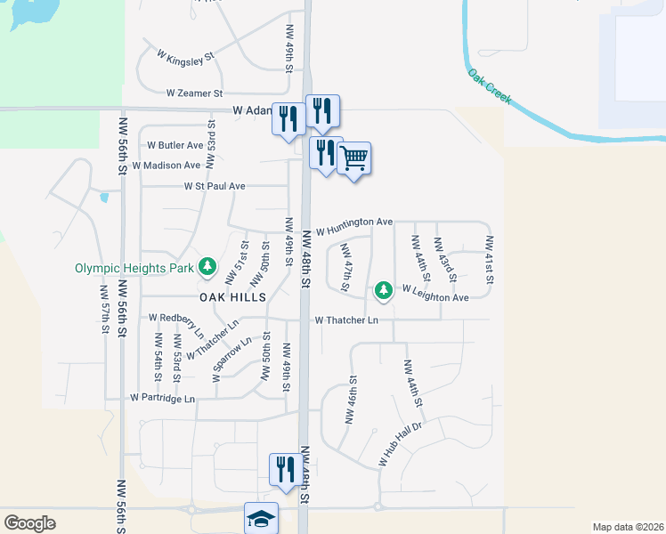 map of restaurants, bars, coffee shops, grocery stores, and more near 2434 West Ramsey Road in Lincoln