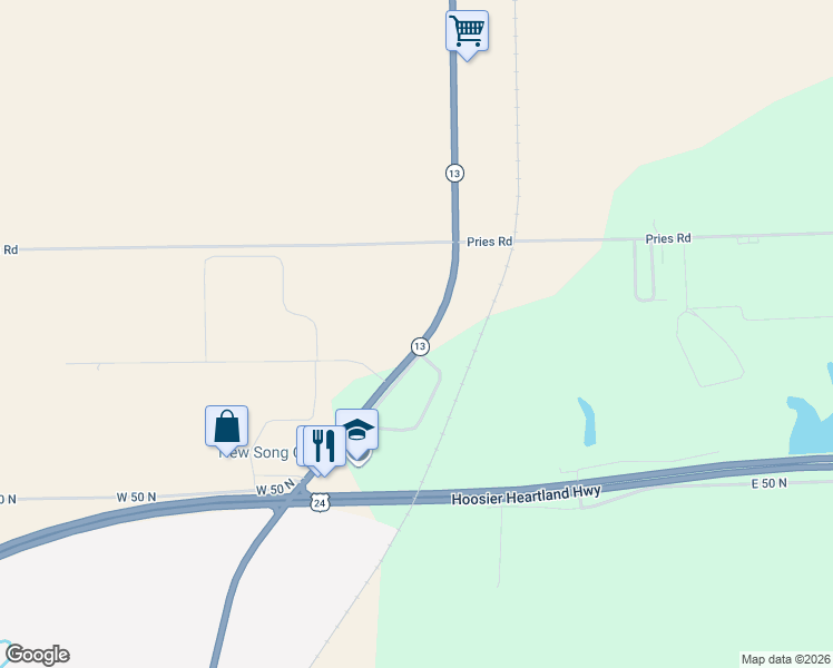 map of restaurants, bars, coffee shops, grocery stores, and more near 678-690 Indiana 13 in Wabash