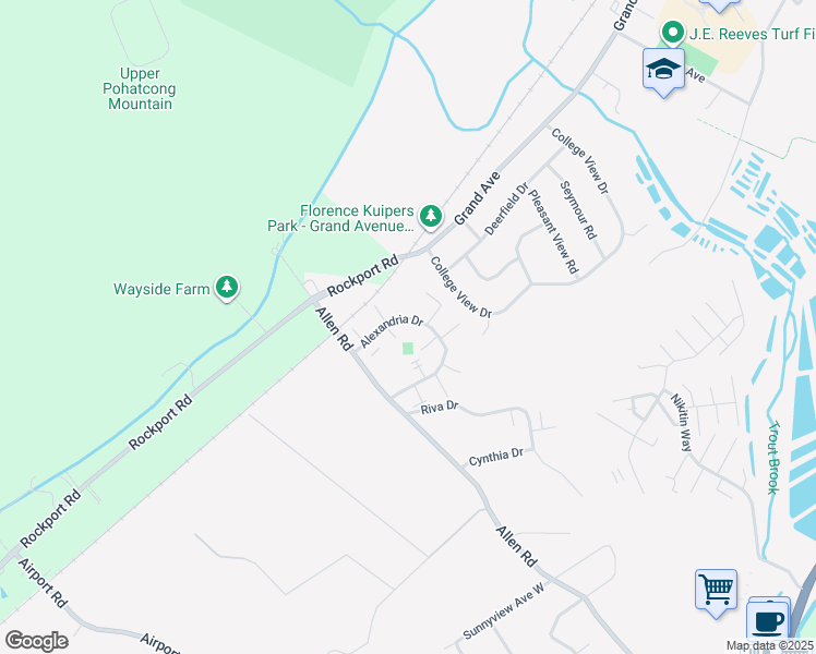 map of restaurants, bars, coffee shops, grocery stores, and more near 185 Alexandria Drive in Hackettstown