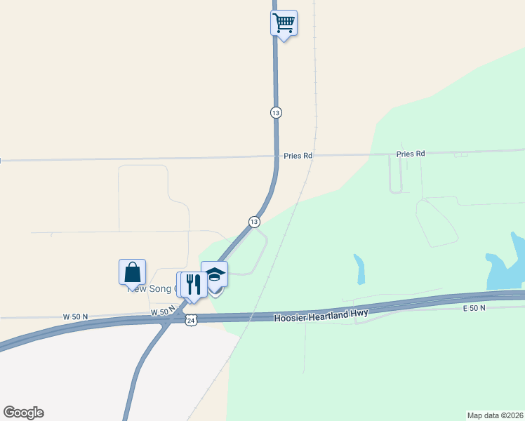 map of restaurants, bars, coffee shops, grocery stores, and more near 678 Indiana 13 in Wabash