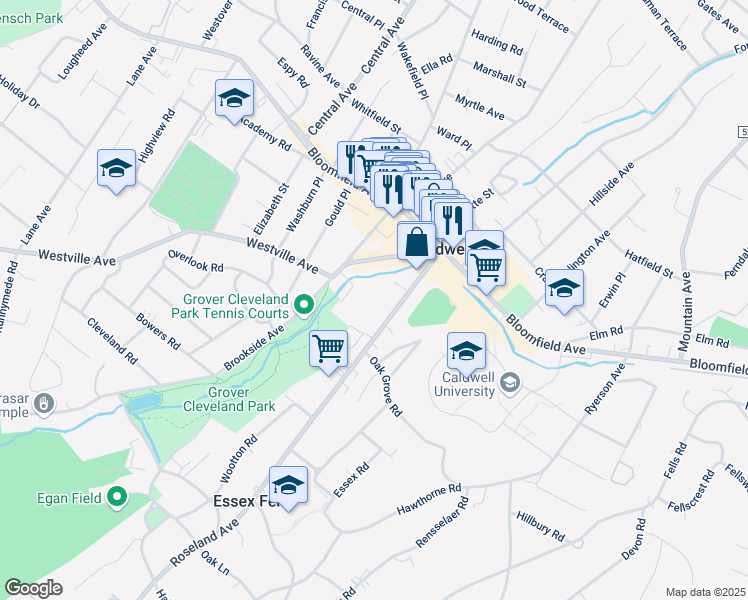 map of restaurants, bars, coffee shops, grocery stores, and more near 6 Westbrook Drive in Caldwell