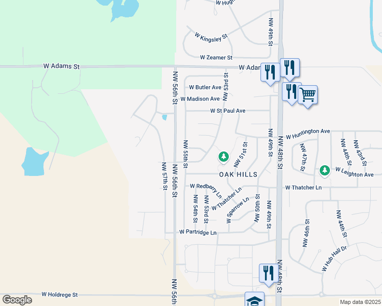 map of restaurants, bars, coffee shops, grocery stores, and more near 5429 West Walker Avenue in Lincoln