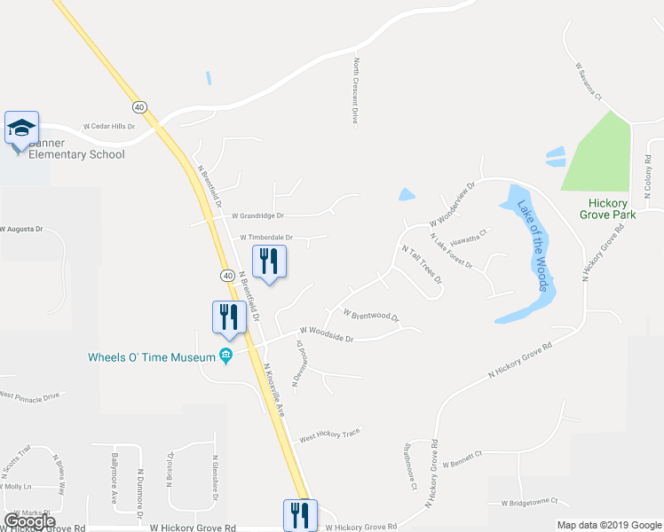 map of restaurants, bars, coffee shops, grocery stores, and more near 12225 North Woodcrest Drive in Dunlap