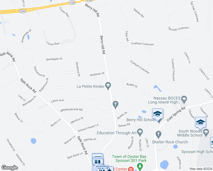map of restaurants, bars, coffee shops, grocery stores, and more near 4 Ryan Street in Syosset