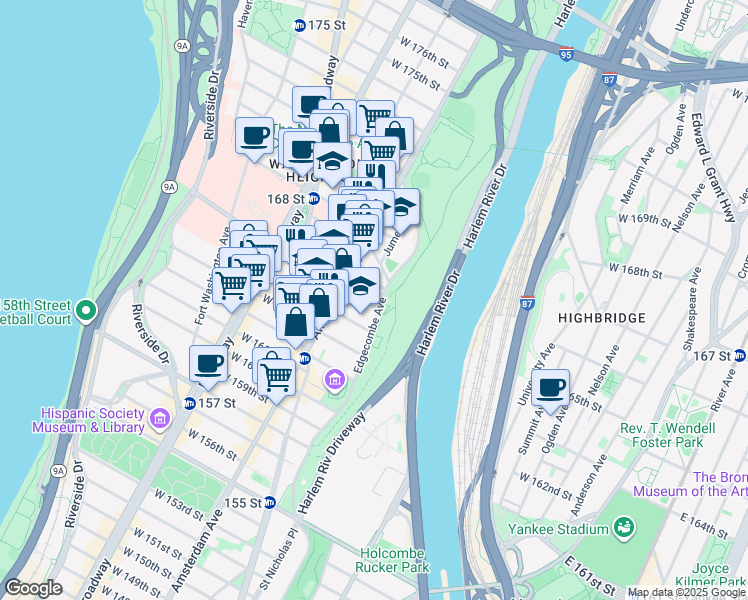 map of restaurants, bars, coffee shops, grocery stores, and more near in New York