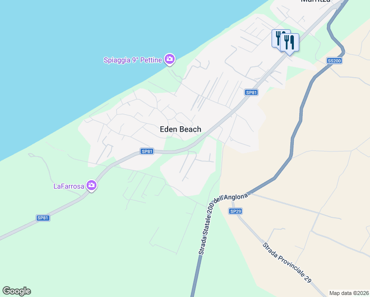 map of restaurants, bars, coffee shops, grocery stores, and more near in Eden Beach