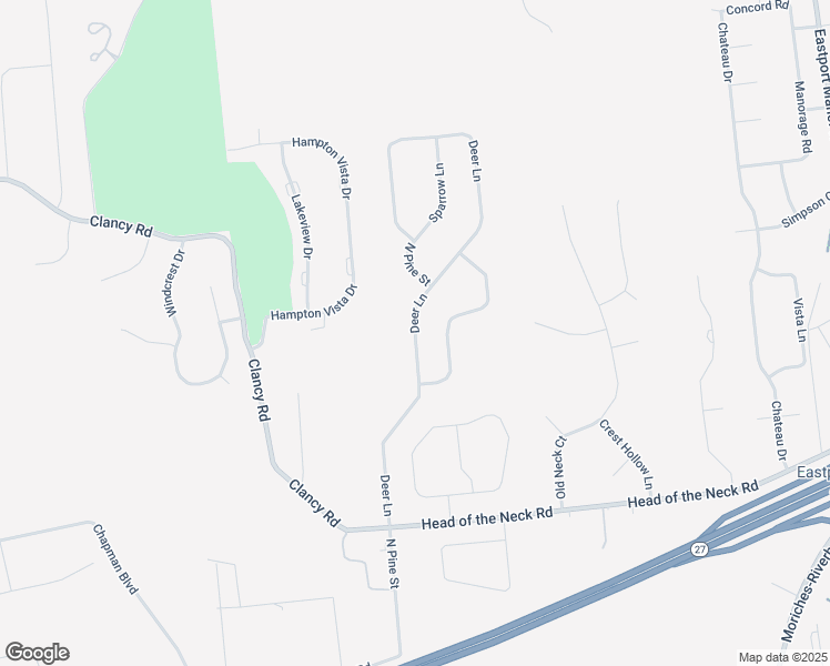map of restaurants, bars, coffee shops, grocery stores, and more near 34 Deer Lane in Manorville