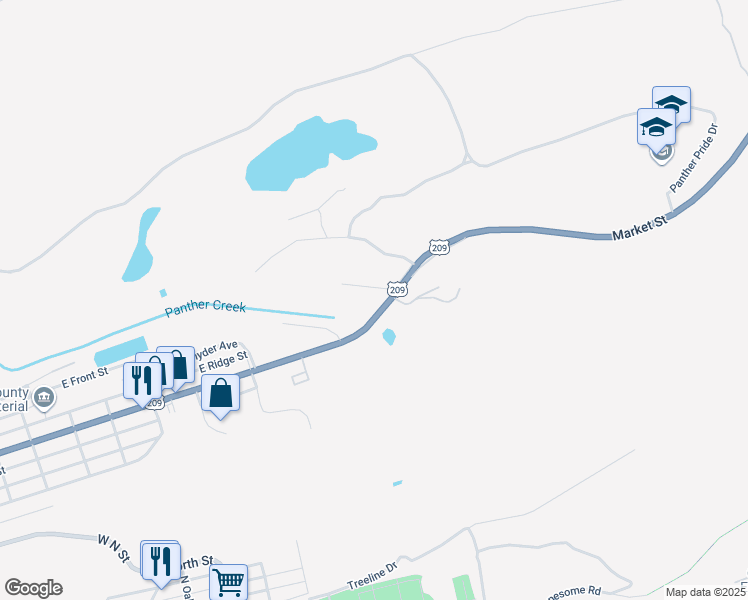 map of restaurants, bars, coffee shops, grocery stores, and more near 28 Andrewsville Street in Lansford