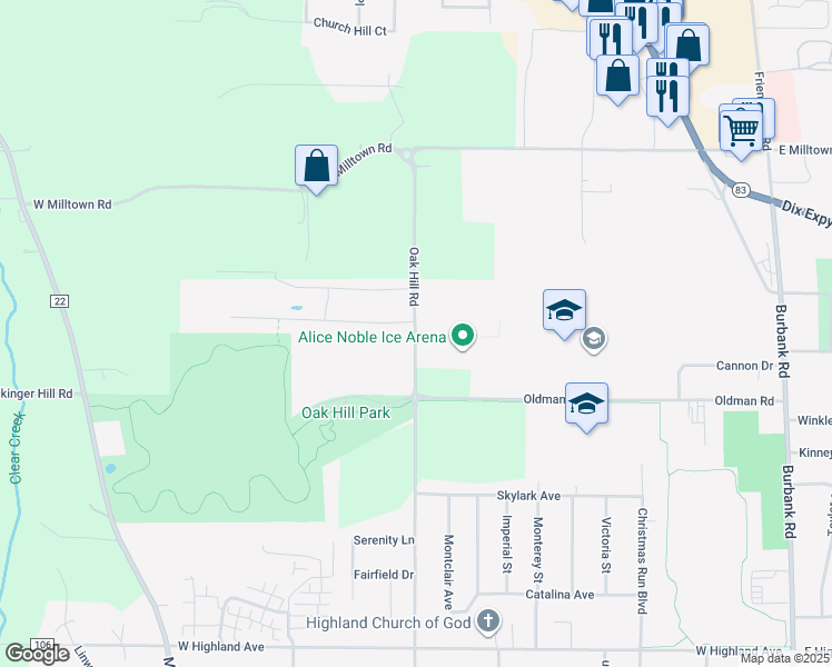 map of restaurants, bars, coffee shops, grocery stores, and more near 31 Oak Hill Road in Wooster