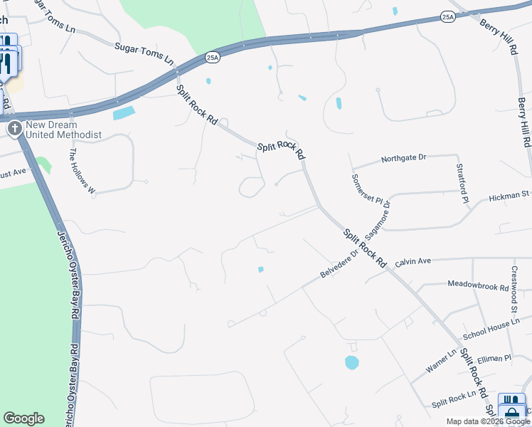 map of restaurants, bars, coffee shops, grocery stores, and more near 355 Split Rock Road in Syosset