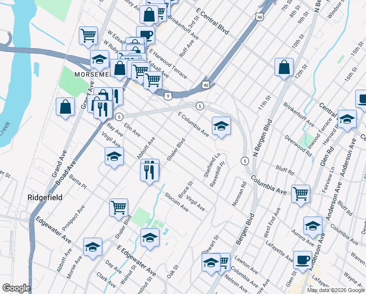 map of restaurants, bars, coffee shops, grocery stores, and more near 677 Linden Avenue in Ridgefield