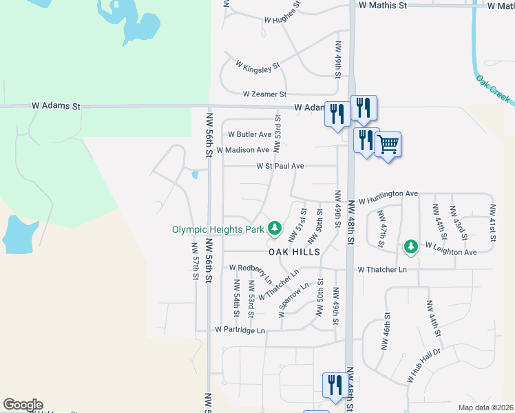 map of restaurants, bars, coffee shops, grocery stores, and more near 5300 West Walker Avenue in Lincoln